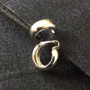 Small Polished Silver Cuff Hoops Clip-On Earrings